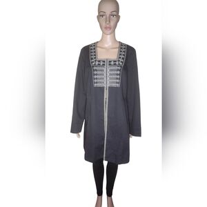 Cabi women's gray cotton embroidered nautical military style light jacket L